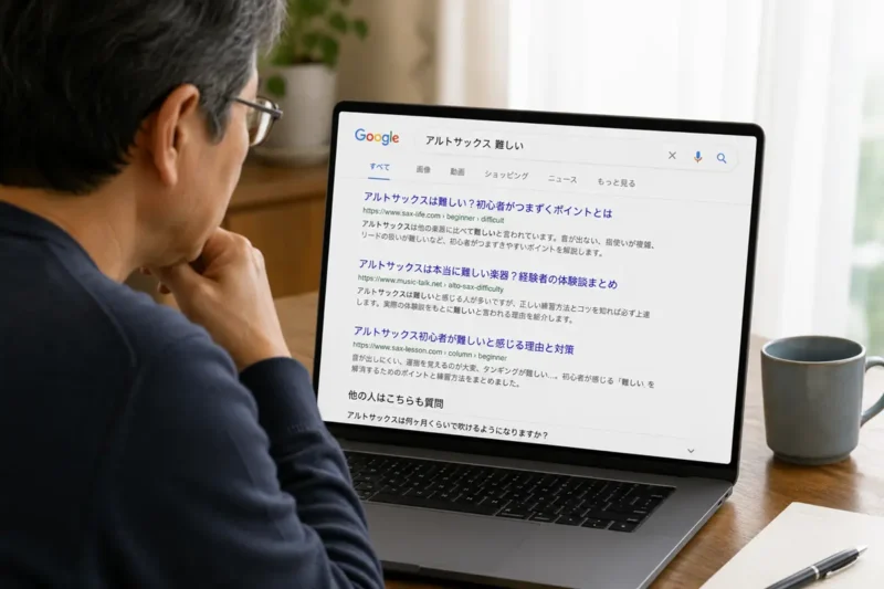 アルトサックスは難しいのかネットで調べるイメージ